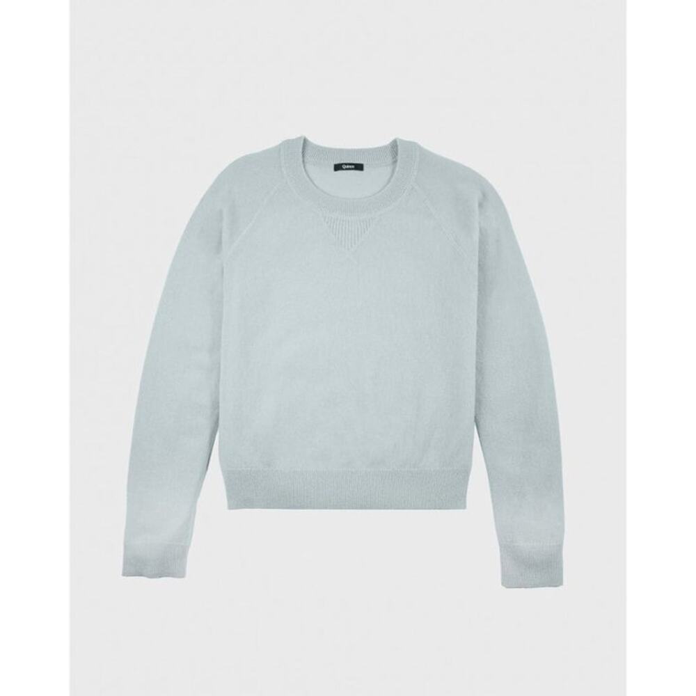 Quince Shrunken Cashmere Sweatshirt Light Aqua Blue Medium